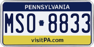 PA license plate MSO8833