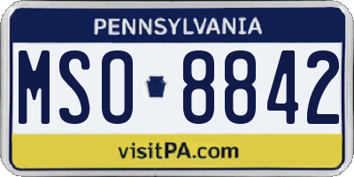 PA license plate MSO8842