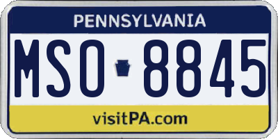 PA license plate MSO8845