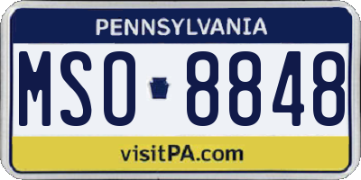 PA license plate MSO8848