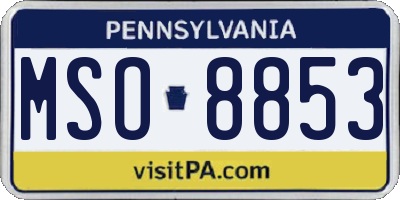 PA license plate MSO8853
