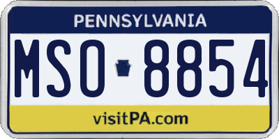 PA license plate MSO8854