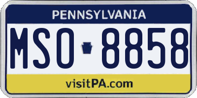 PA license plate MSO8858