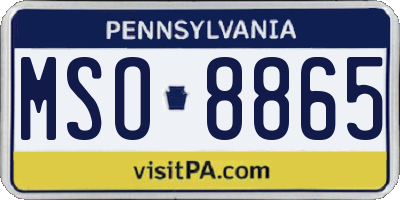 PA license plate MSO8865