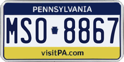 PA license plate MSO8867