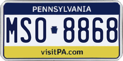 PA license plate MSO8868