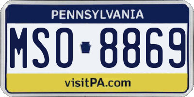 PA license plate MSO8869