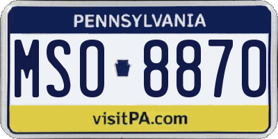 PA license plate MSO8870