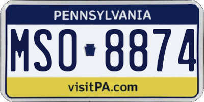 PA license plate MSO8874