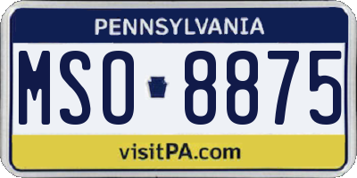 PA license plate MSO8875