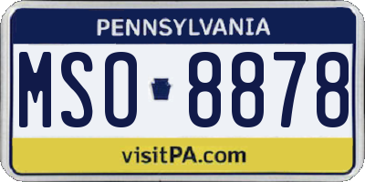 PA license plate MSO8878