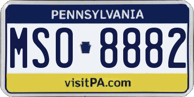 PA license plate MSO8882