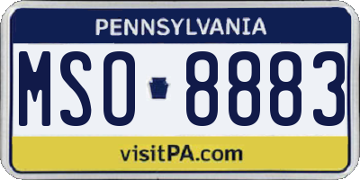 PA license plate MSO8883