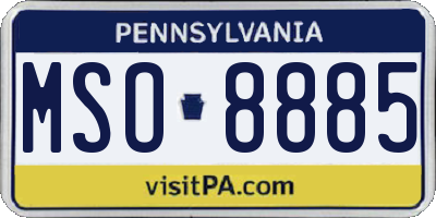 PA license plate MSO8885