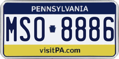 PA license plate MSO8886