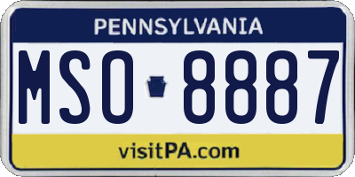 PA license plate MSO8887