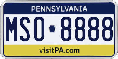 PA license plate MSO8888