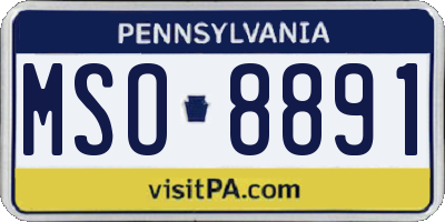PA license plate MSO8891