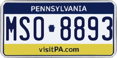 PA license plate MSO8893