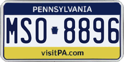 PA license plate MSO8896