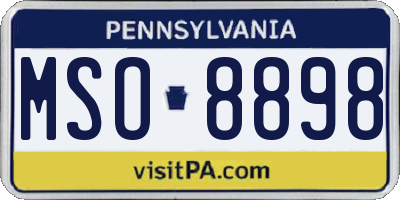 PA license plate MSO8898