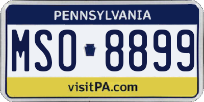 PA license plate MSO8899