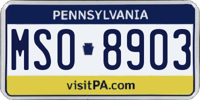 PA license plate MSO8903