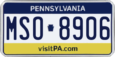 PA license plate MSO8906