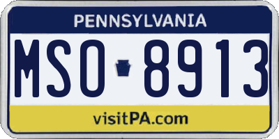 PA license plate MSO8913