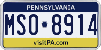 PA license plate MSO8914