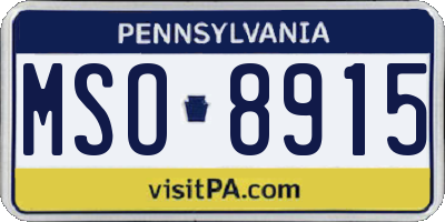 PA license plate MSO8915