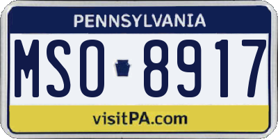 PA license plate MSO8917