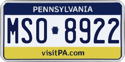PA license plate MSO8922