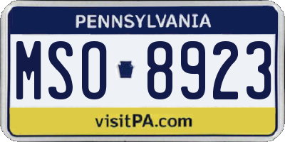PA license plate MSO8923