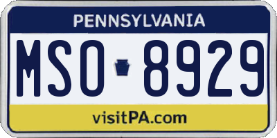 PA license plate MSO8929