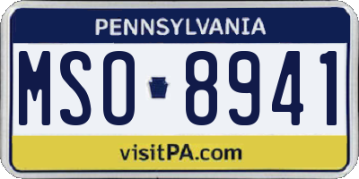 PA license plate MSO8941