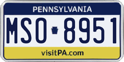PA license plate MSO8951