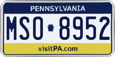 PA license plate MSO8952