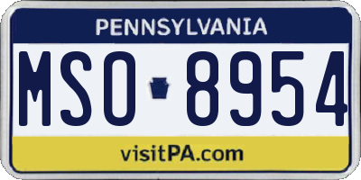 PA license plate MSO8954