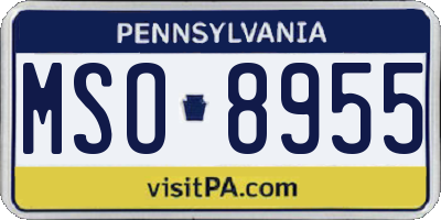PA license plate MSO8955