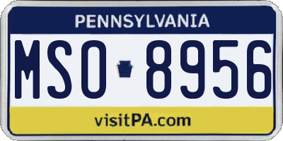 PA license plate MSO8956
