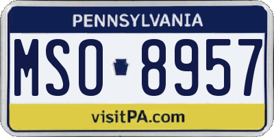 PA license plate MSO8957