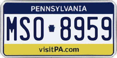 PA license plate MSO8959