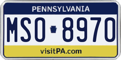 PA license plate MSO8970