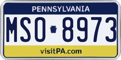 PA license plate MSO8973