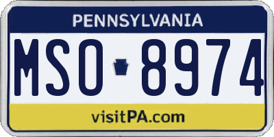 PA license plate MSO8974