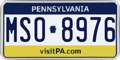 PA license plate MSO8976