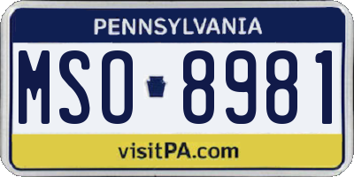 PA license plate MSO8981