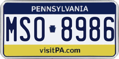 PA license plate MSO8986