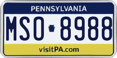 PA license plate MSO8988